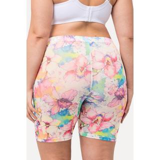 Ulla Popken  Pantaloncini in mesh velato con fiori 