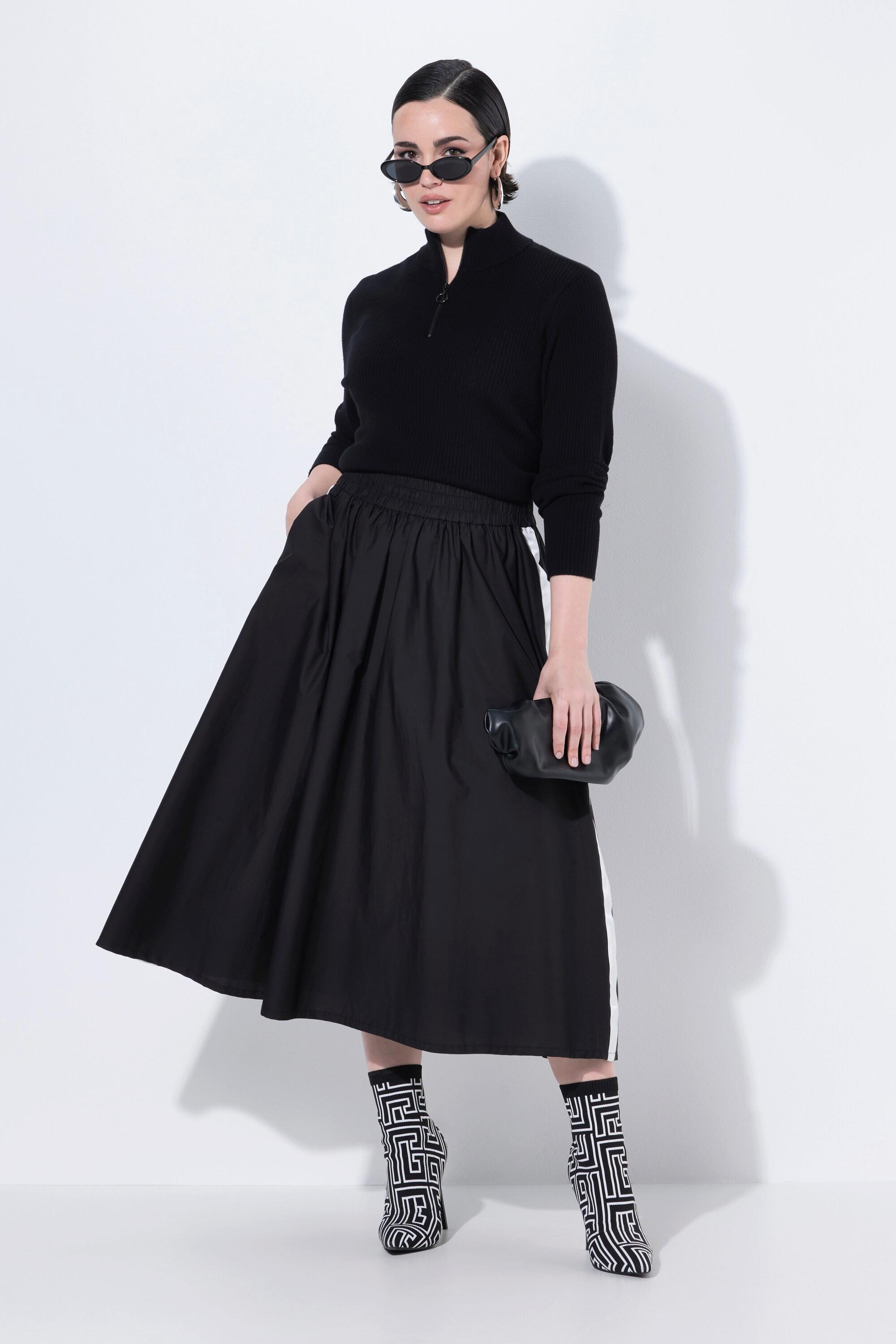 Ulla Popken Midirock Galonstreifen A-Linie Papertouch  