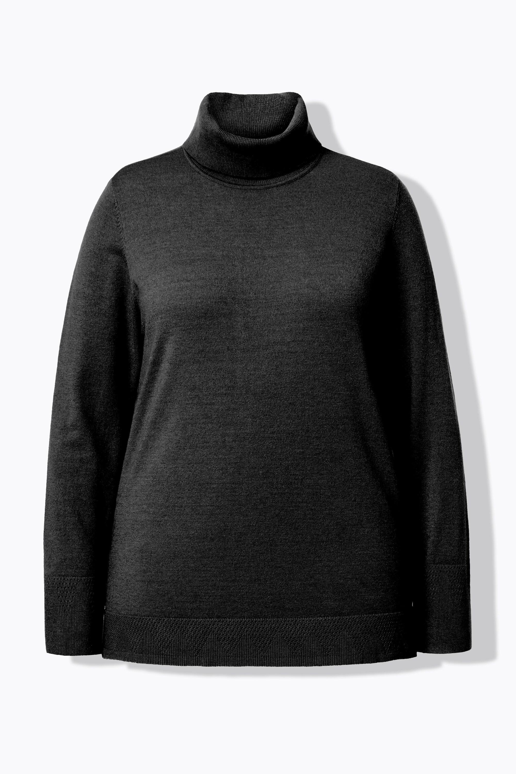 Ulla Popken Pullover dolcevita maniche lunghe con alti orli a costine  