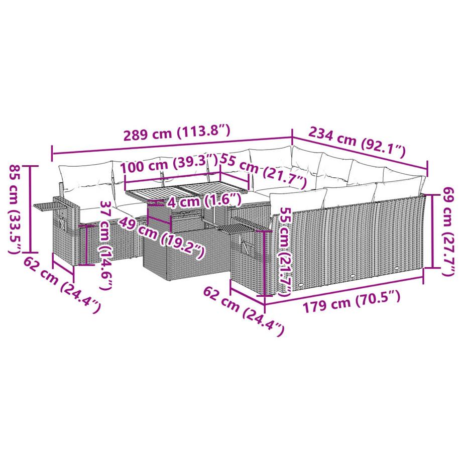 VidaXL Garten sofagarnitur poly-rattan  