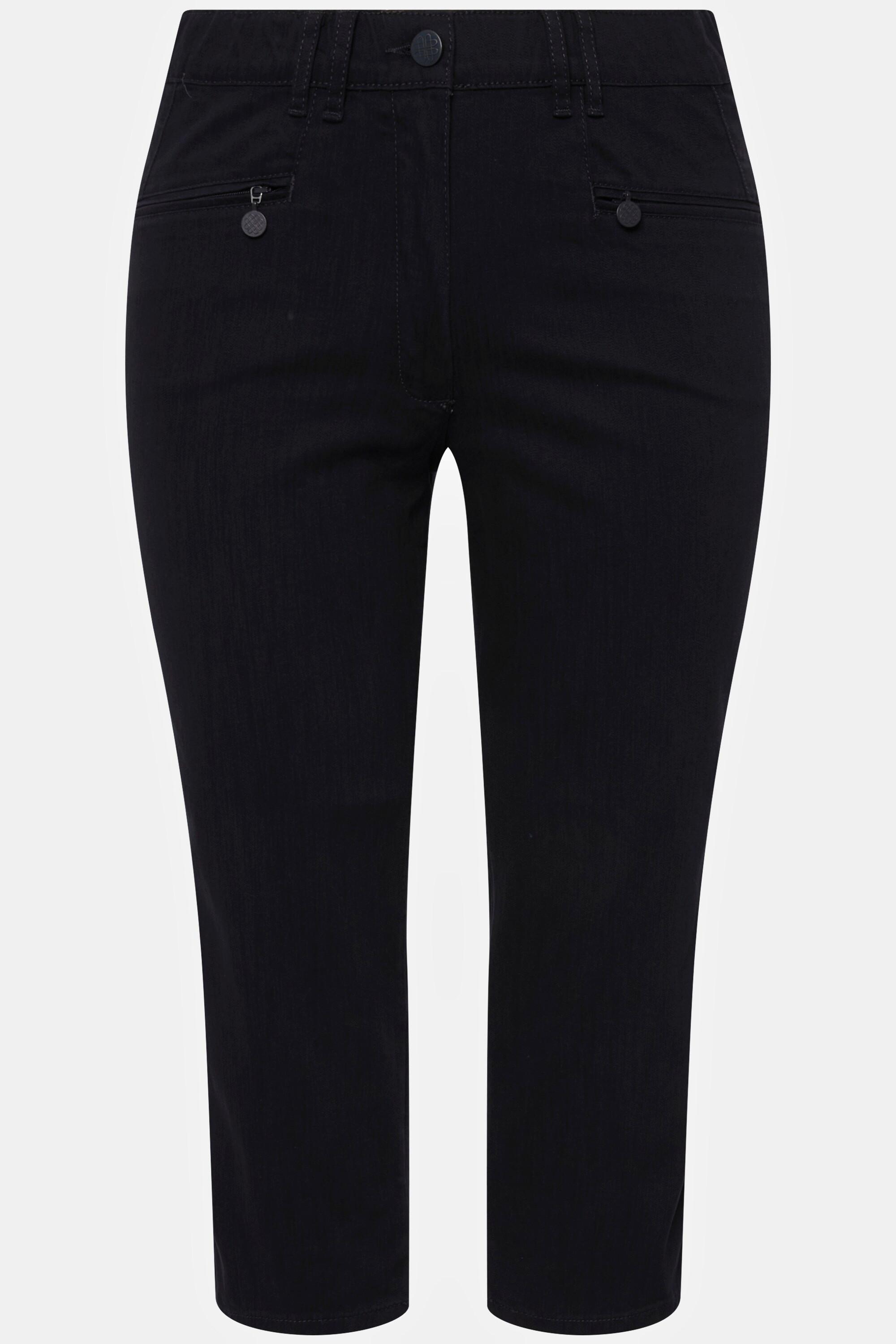 Ulla Popken Mony Pantaloni Lunghezza Polpaccio Stretch Tasche con Zip  