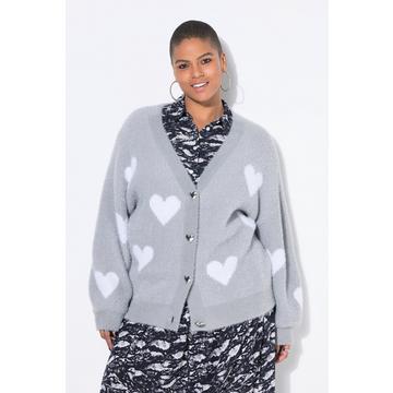 Cardigan oversize. Maille ultra-douce. Motif cœurs