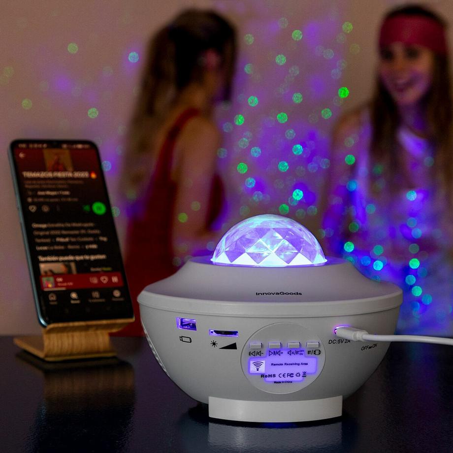 InnovaGoods Sternenprojektor mit LED, Laser und BT-Lautsprecher  