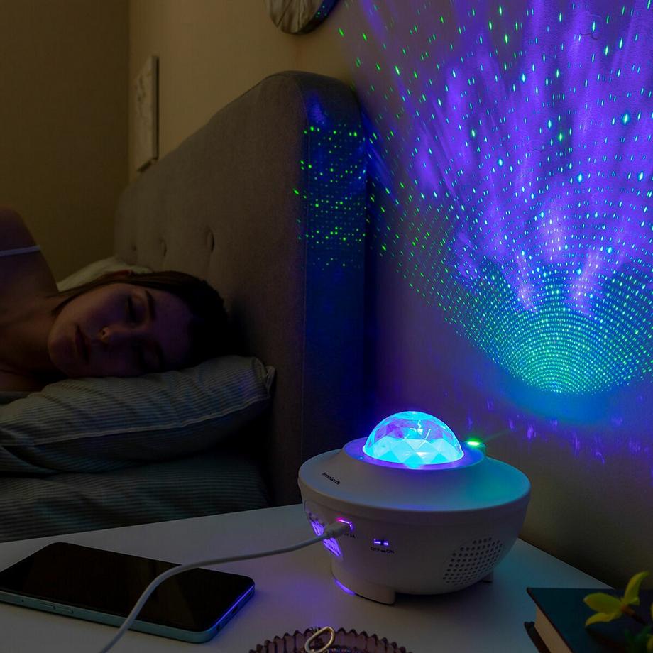 InnovaGoods Sternenprojektor mit LED, Laser und BT-Lautsprecher  