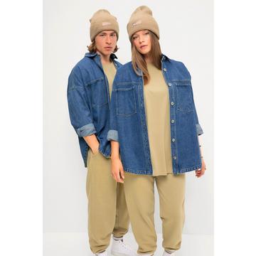 Oversized-Jeanshemd, Hemdkragen, Langarm, Unisex