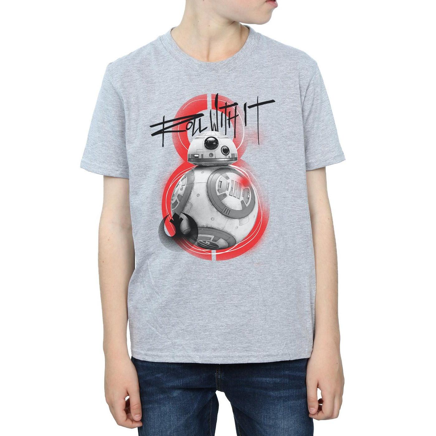 STAR WARS  Tshirt THE LAST JEDI ROLL WITH IT 