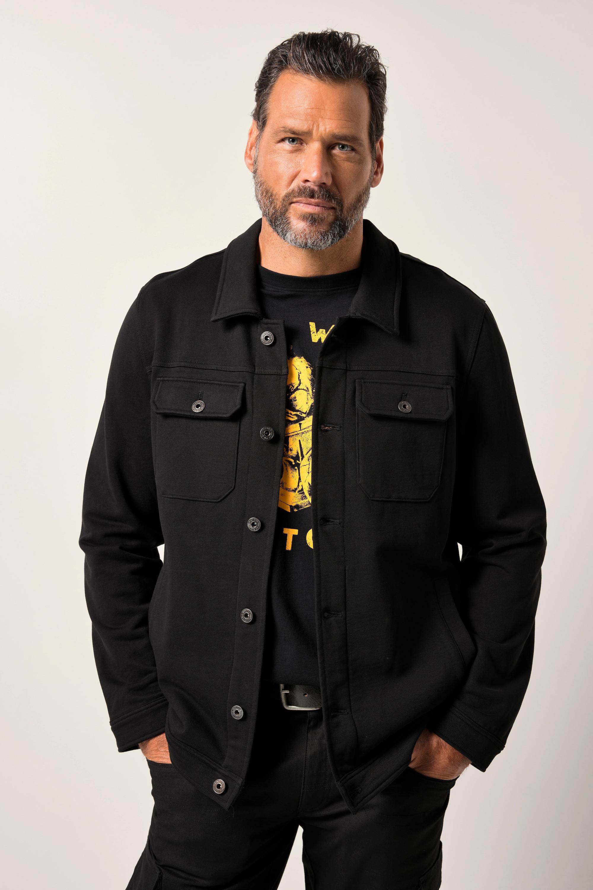 JP1880 Giacca di felpa stile trucker stampa sul retro  