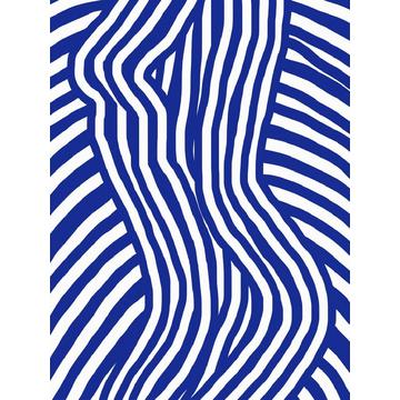 Blue And White Striped Nude - 30x40 cm