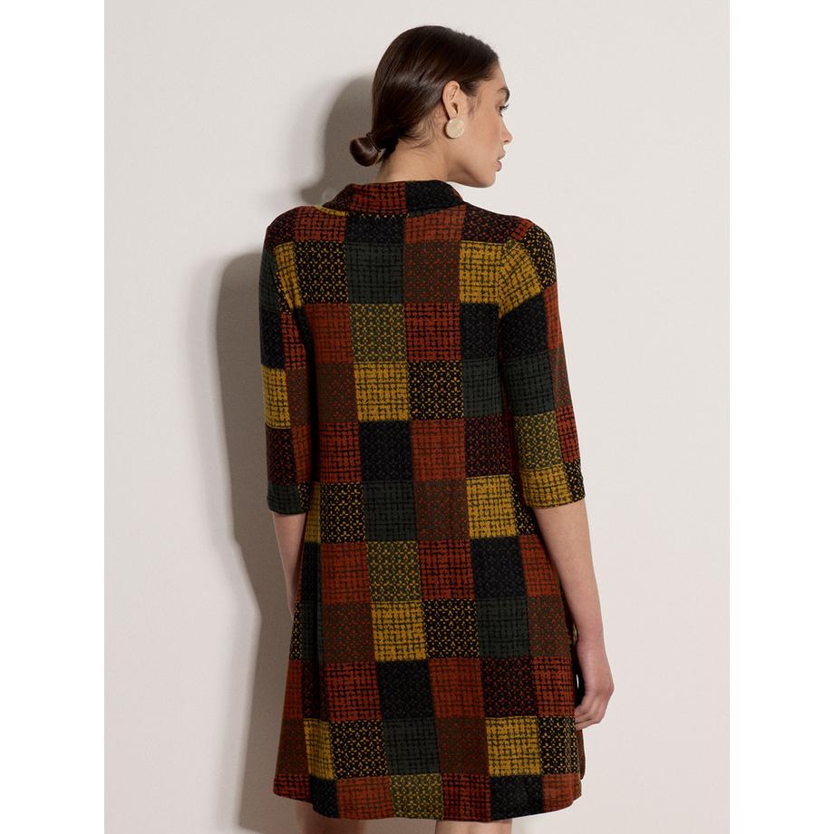 APRICOT Robe mi-longue en maille structurée à carreaux  