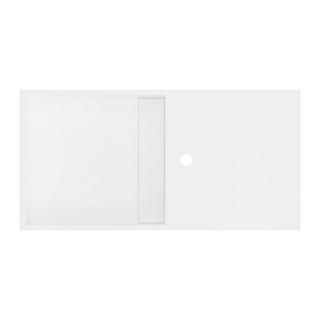 SHOWER DESIGN Plan vasque suspendu en solid surface avec niche - Blanc - L80 x l40 x H20 cm - GOYOKO  