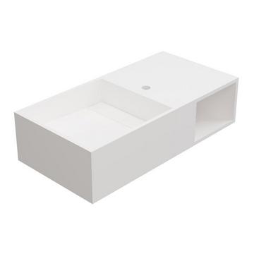 Plan vasque suspendu en solid surface avec niche - Blanc - L80 x l40 x H20 cm - GOYOKO