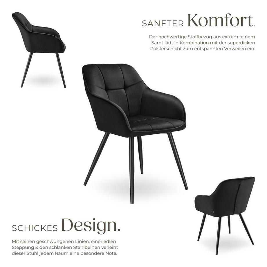 Tectake Chaise de salle à manger MARILYN rembourrée et en velours matelassé  