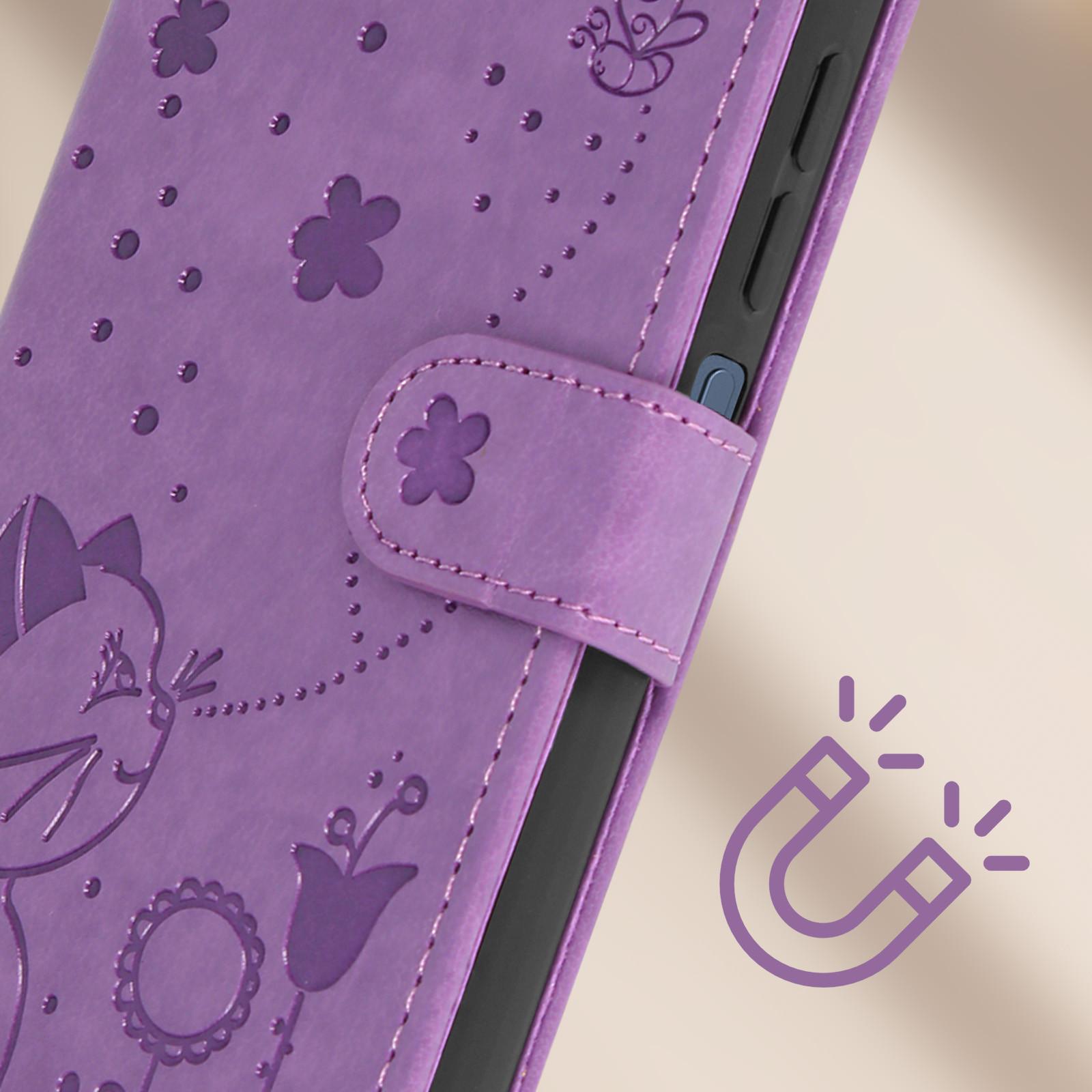 Avizar  Redmi A3 Etui mit Katzenmotiv Violett 