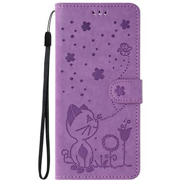 Redmi A3 Etui mit Katzenmotiv Violett