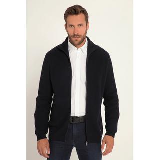 JP1880  Strickjacke, Wollmix, Patentstrick, Stehkragen, Zipper 