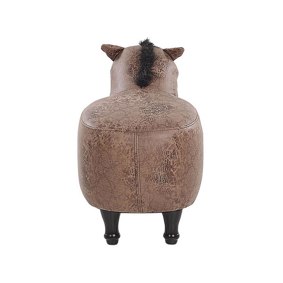 Beliani Tabouret animal en Cuir PU Rustique HORSE  