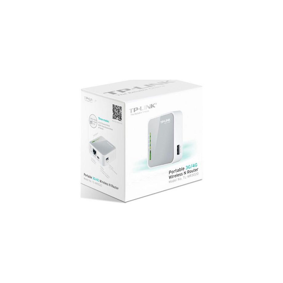 TP-Link  TL-MR3020 router wireless Fast Ethernet Banda singola (2.4 GHz) Grigio, Bianco 