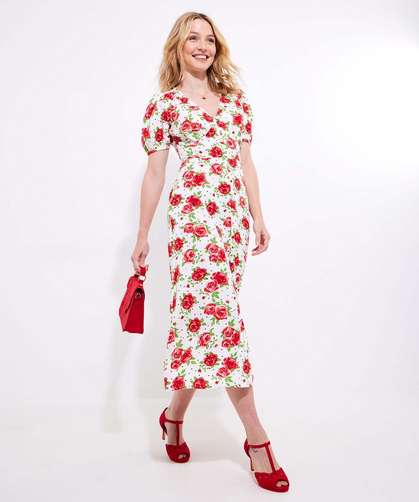 Joe Browns  Robe Midi Rétro Motif Roses 