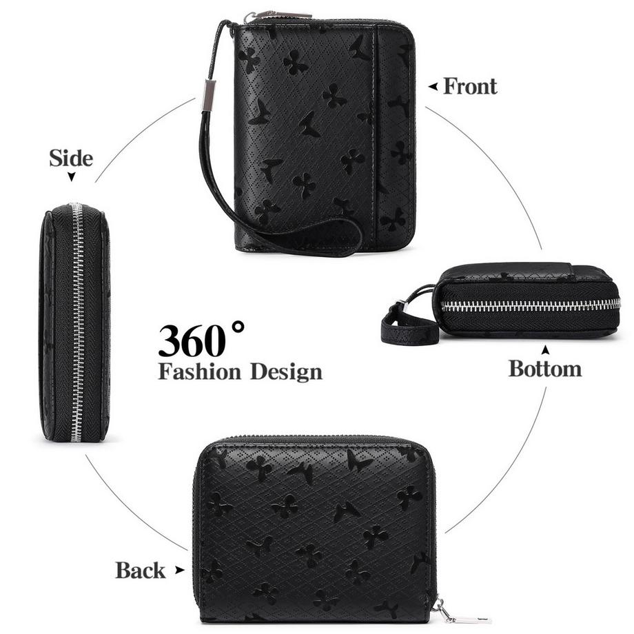Only-bags.store  Brieftasche Leder RFID-Schutz Kreditkartenetui, Brieftasche mit Reißverschluss, Brieftasche im Orgelstil 