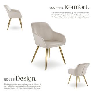 Tectake Esszimmerstuhl Marilyn gepolstert, in Samtoptik durchgehende Lehne  