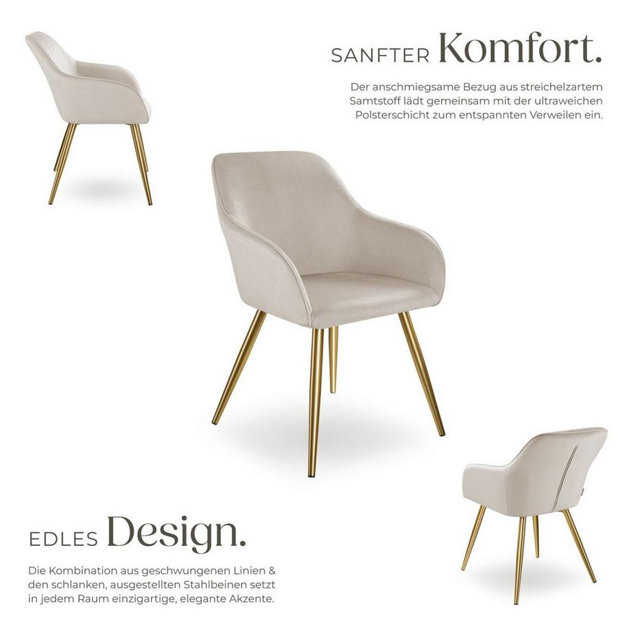 Tectake Esszimmerstuhl Marilyn gepolstert, in Samtoptik durchgehende Lehne  