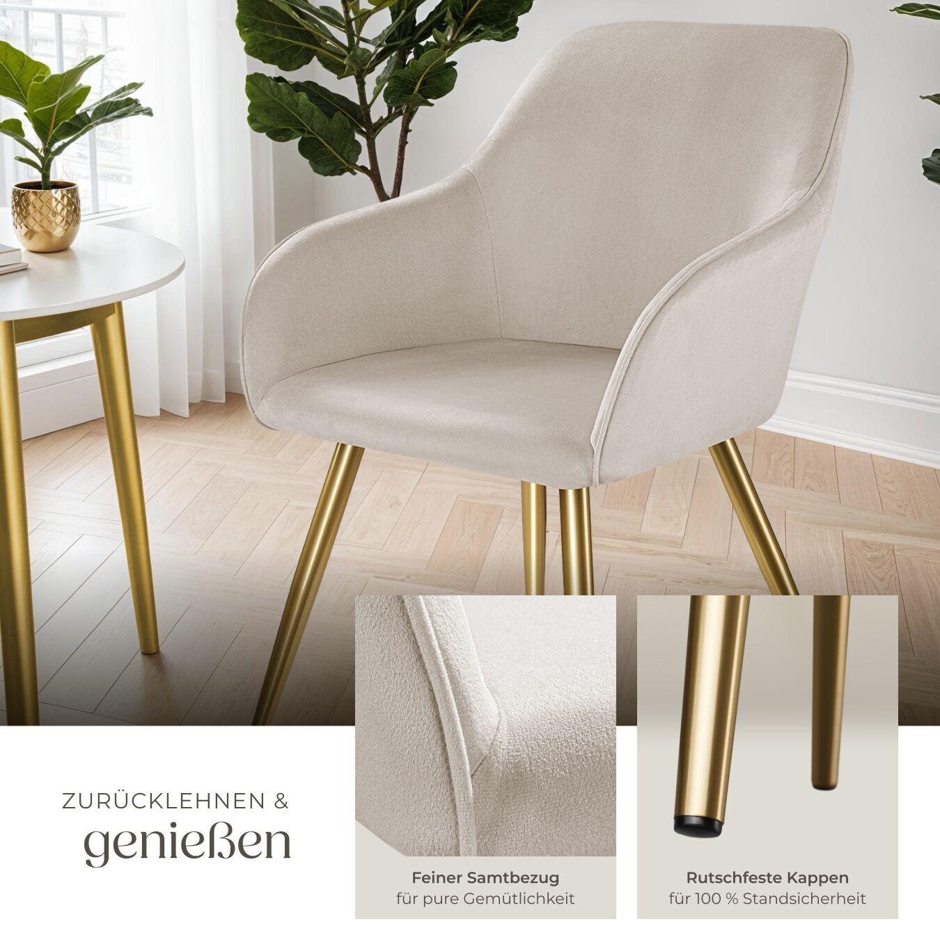 Tectake Esszimmerstuhl Marilyn gepolstert, in Samtoptik durchgehende Lehne  