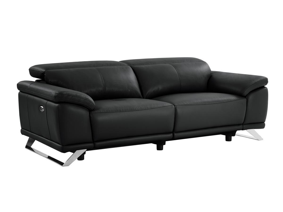 Vente-unique Canapé 3 places relax électrique en cuir de vachette noir AZIDEE II  