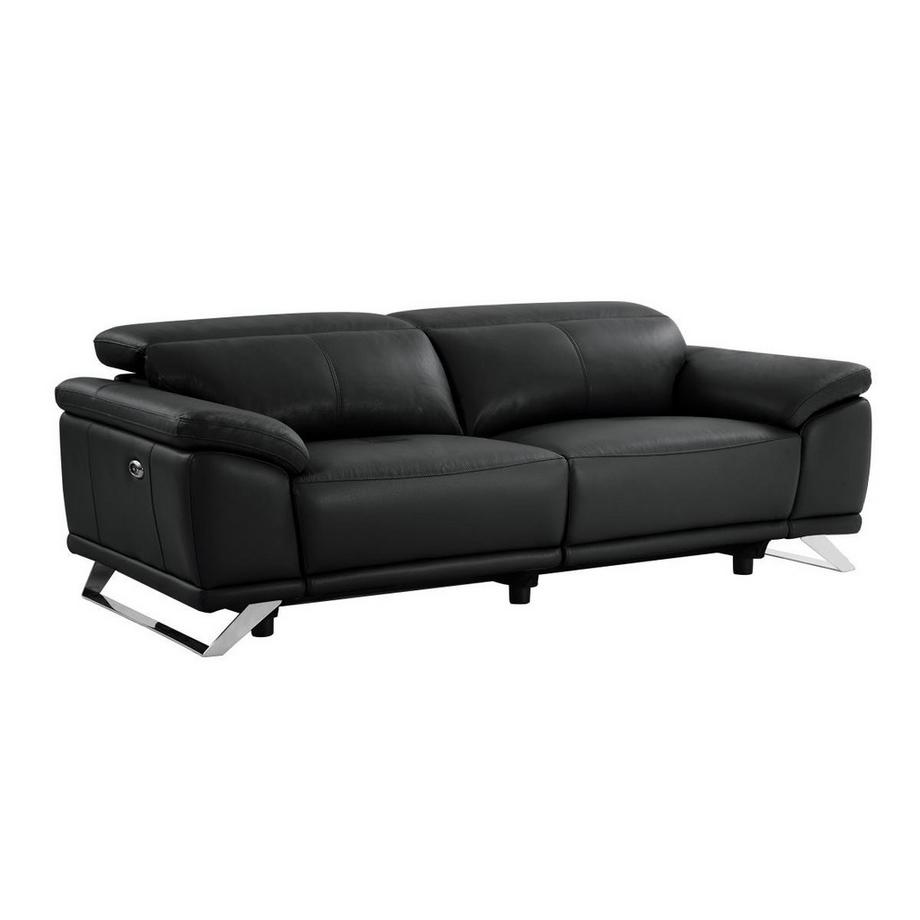 Vente-unique Relaxsofa 3-Sitzer elektrisch - Rindsleder - Schwarz - AZIDEE II  