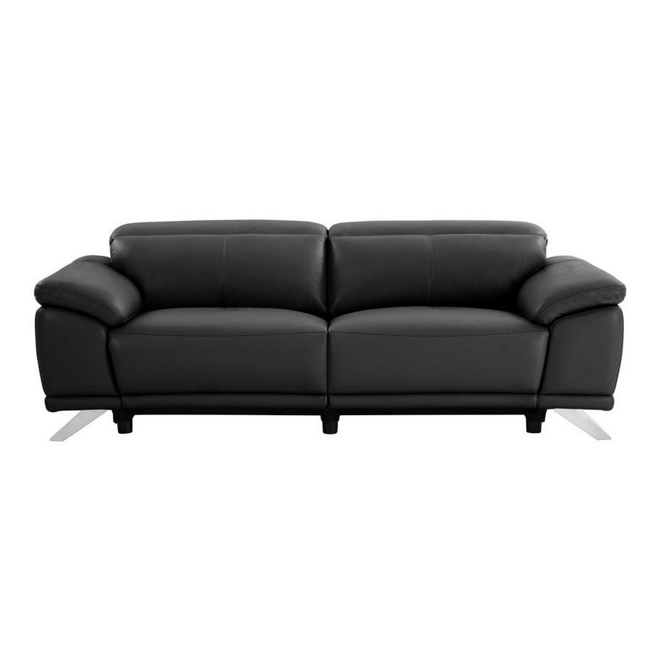 Vente-unique Relaxsofa 3-Sitzer elektrisch - Rindsleder - Schwarz - AZIDEE II  