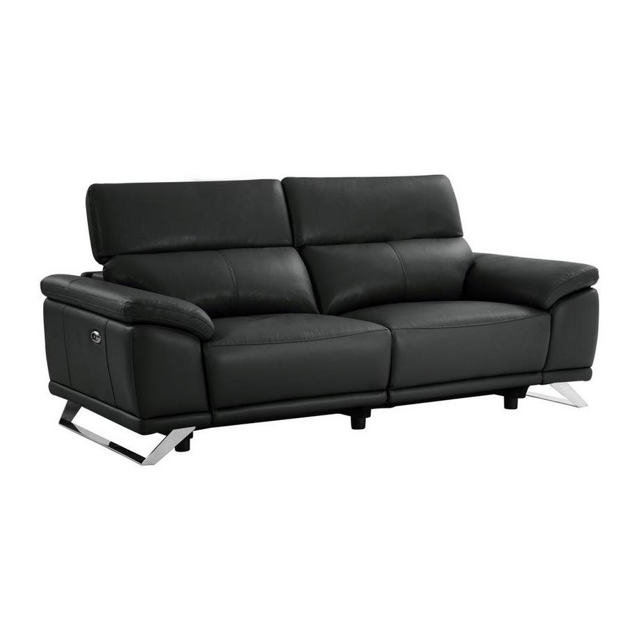 Vente-unique Relaxsofa 3-Sitzer elektrisch - Rindsleder - Schwarz - AZIDEE II  