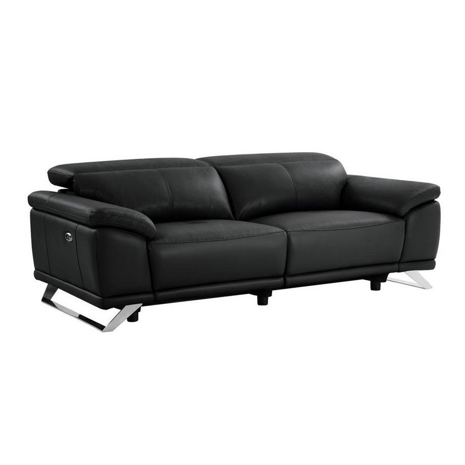 Relaxsofa 3-Sitzer elektrisch - Rindsleder - Schwarz - AZIDEE II
