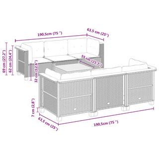 VidaXL Ensemble de canapés de jardin rotin synthétique  