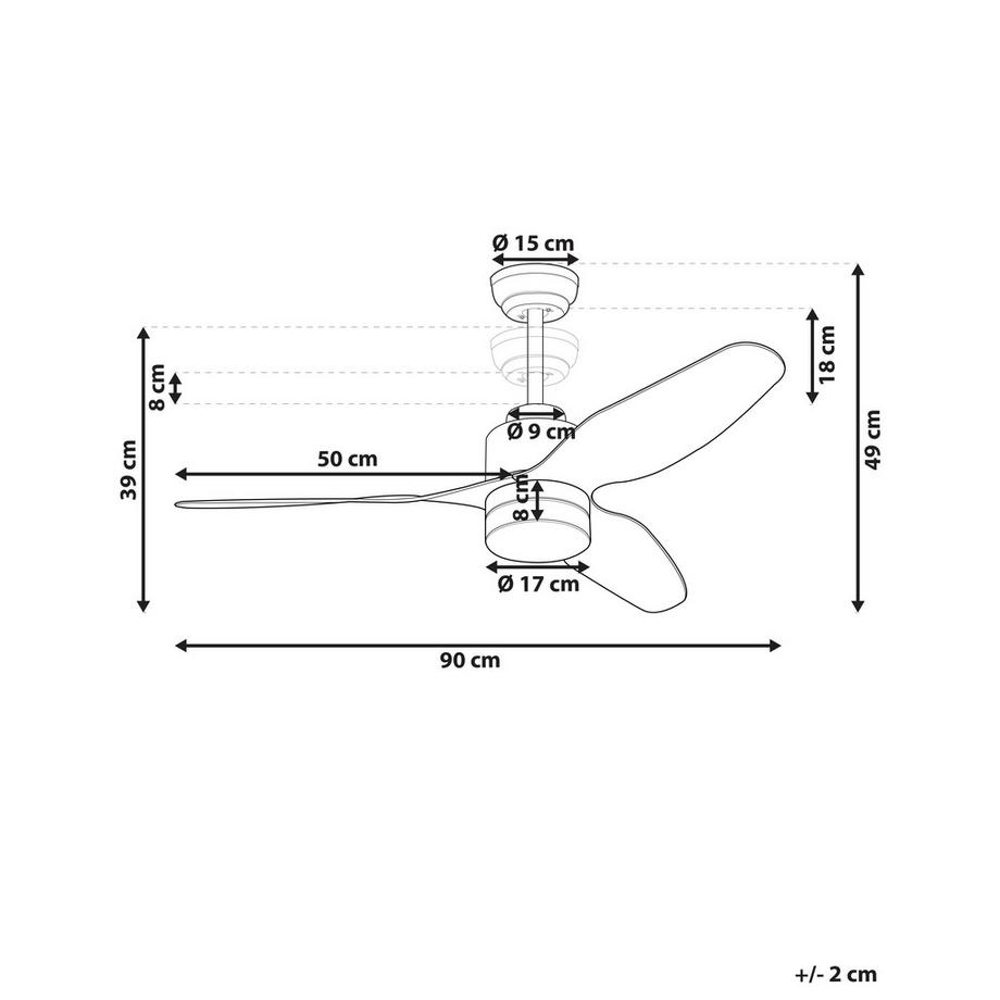 Beliani Deckenventilator mit Licht aus Kunststoff Modern ANDERSON  