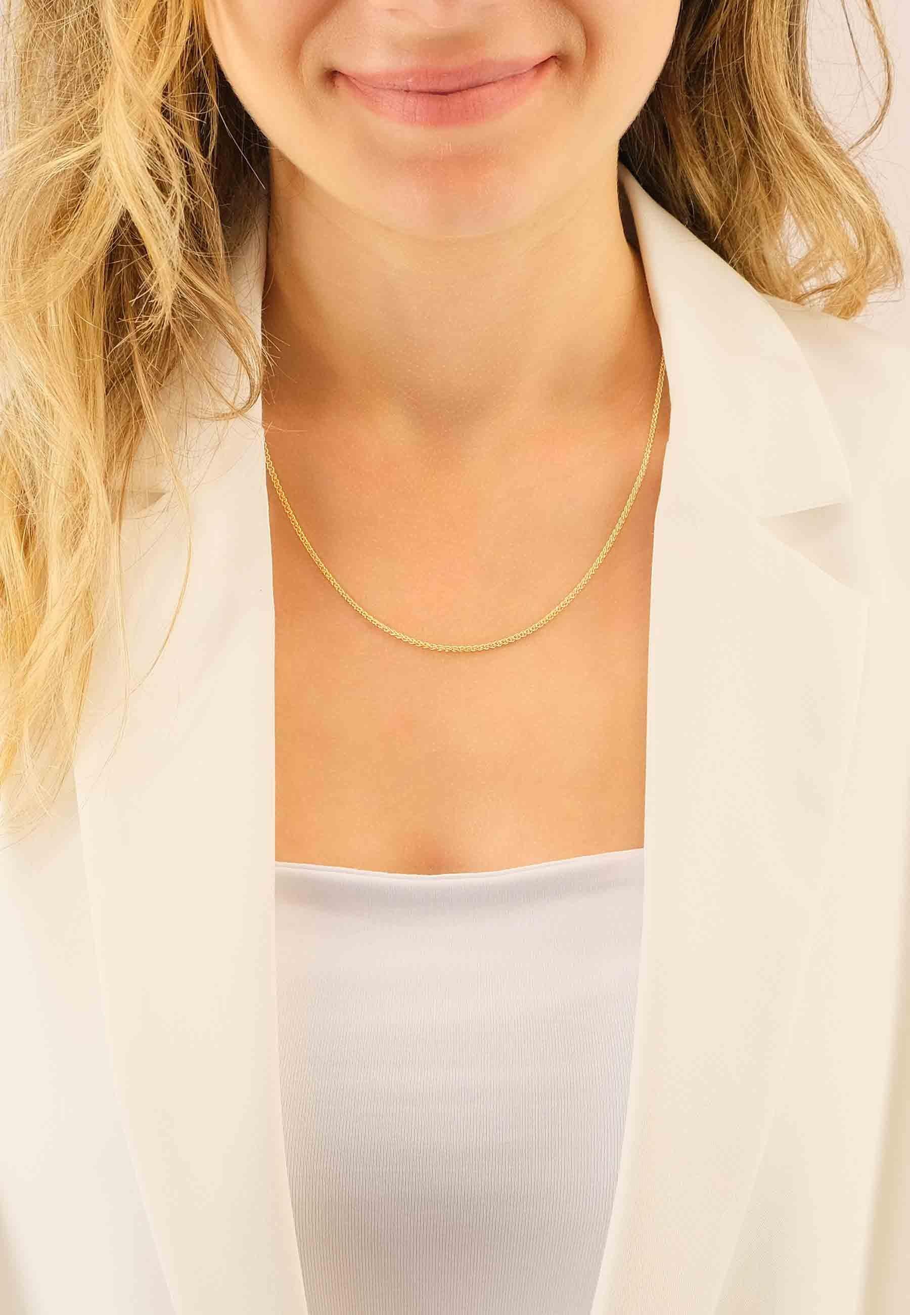 MUAU Schmuck  Collier Zopf Gelbgold 375, 1.65mm, 50cm 