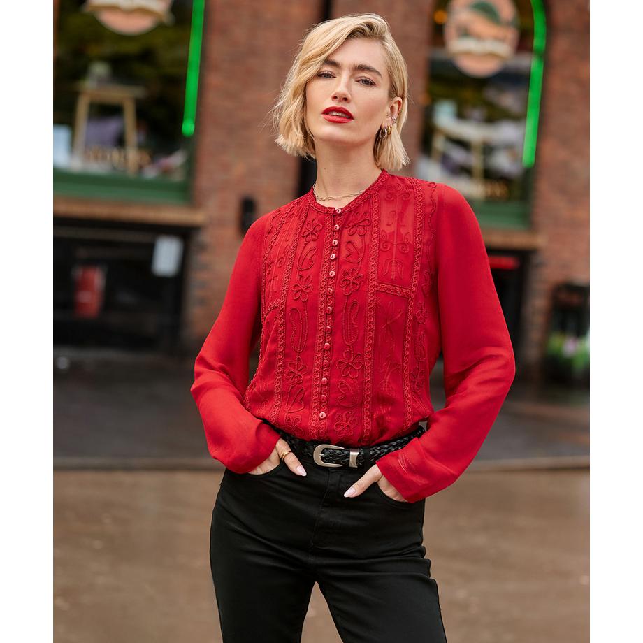 Joe Browns Blouse Boutonnée Brodée Emily avec Caraco  