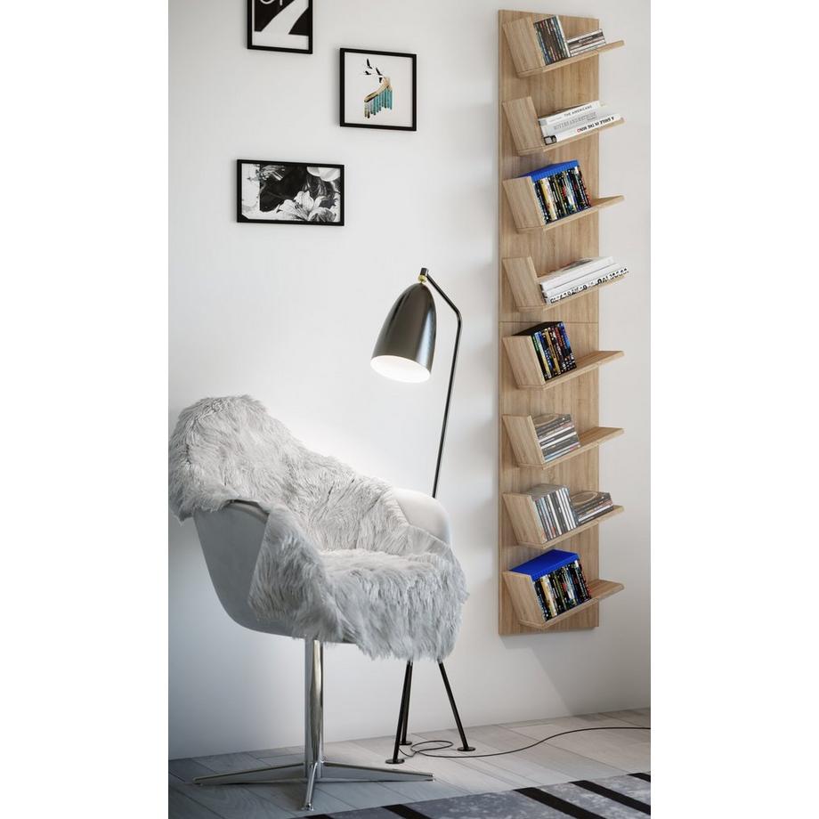 VCM Holzregal hängend | platzsparendes Regal | Maße: H. 180 x B. 33 x T. 16 cm | Elegantes Regal hängend | Aufbewahrungsregal | Bücherregal | Wandboard -  