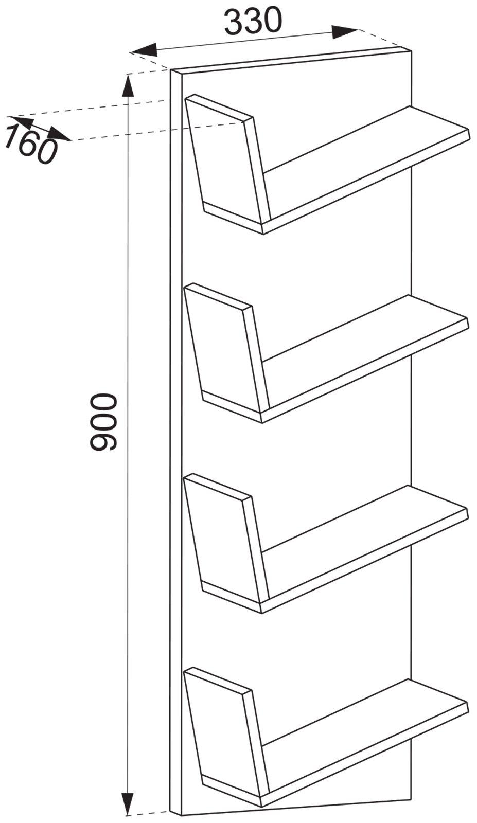 VCM Holzregal hängend | platzsparendes Regal | Maße: H. 180 x B. 33 x T. 16 cm | Elegantes Regal hängend | Aufbewahrungsregal | Bücherregal | Wandboard -  