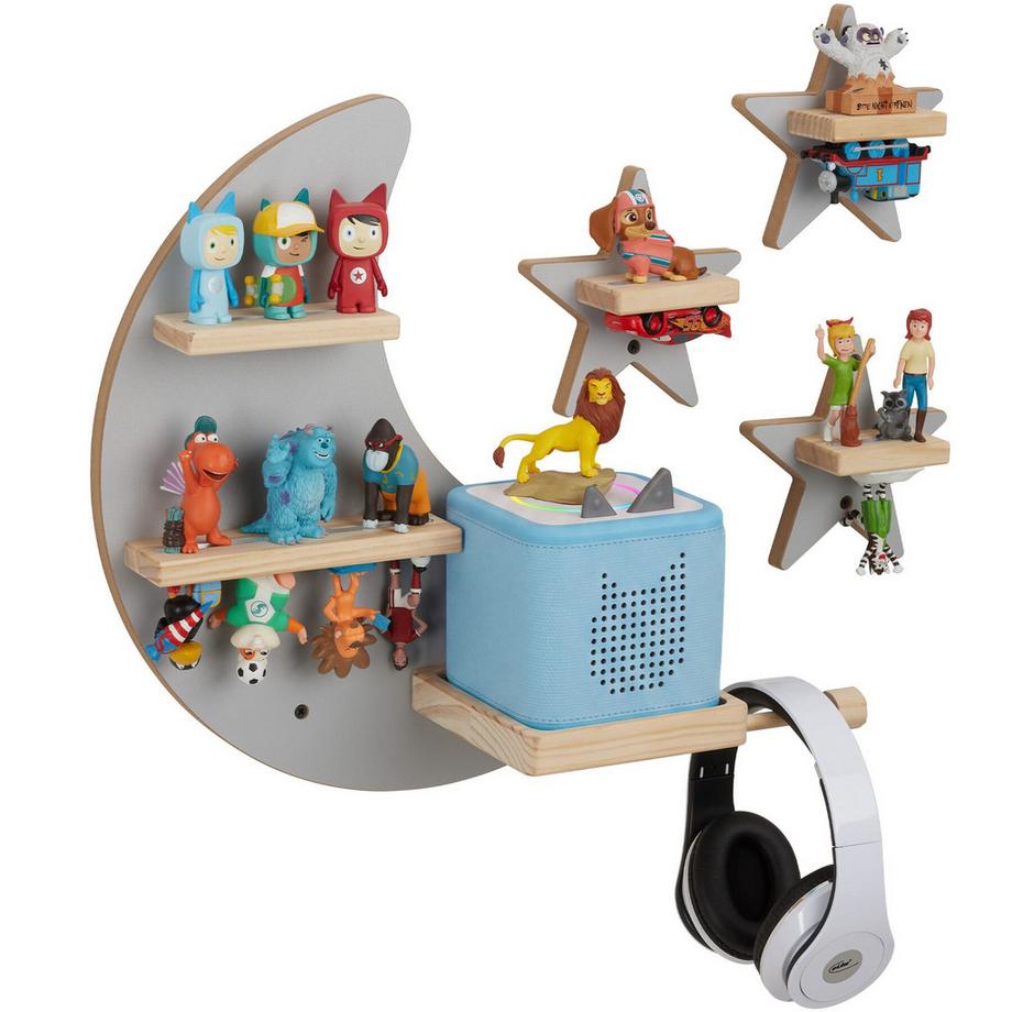 Tectake Wandregal MyLittleStory Star, für bis zu 25 Tonies, magnetisch, doppelseitige Metallstreifen  