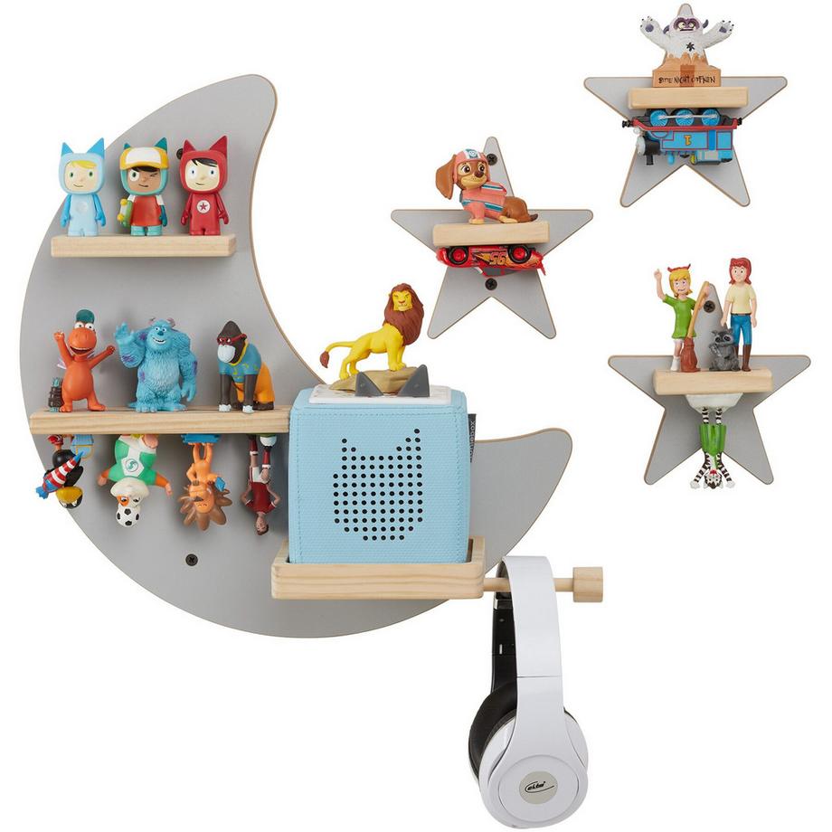 Tectake Wandregal MyLittleStory Star, für bis zu 25 Tonies, magnetisch, doppelseitige Metallstreifen  