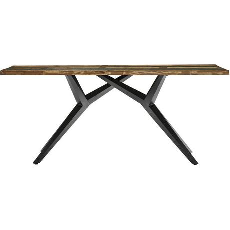 mutoni Table 160x85 cm - bois de récupération verni coloré - métal noir antique  