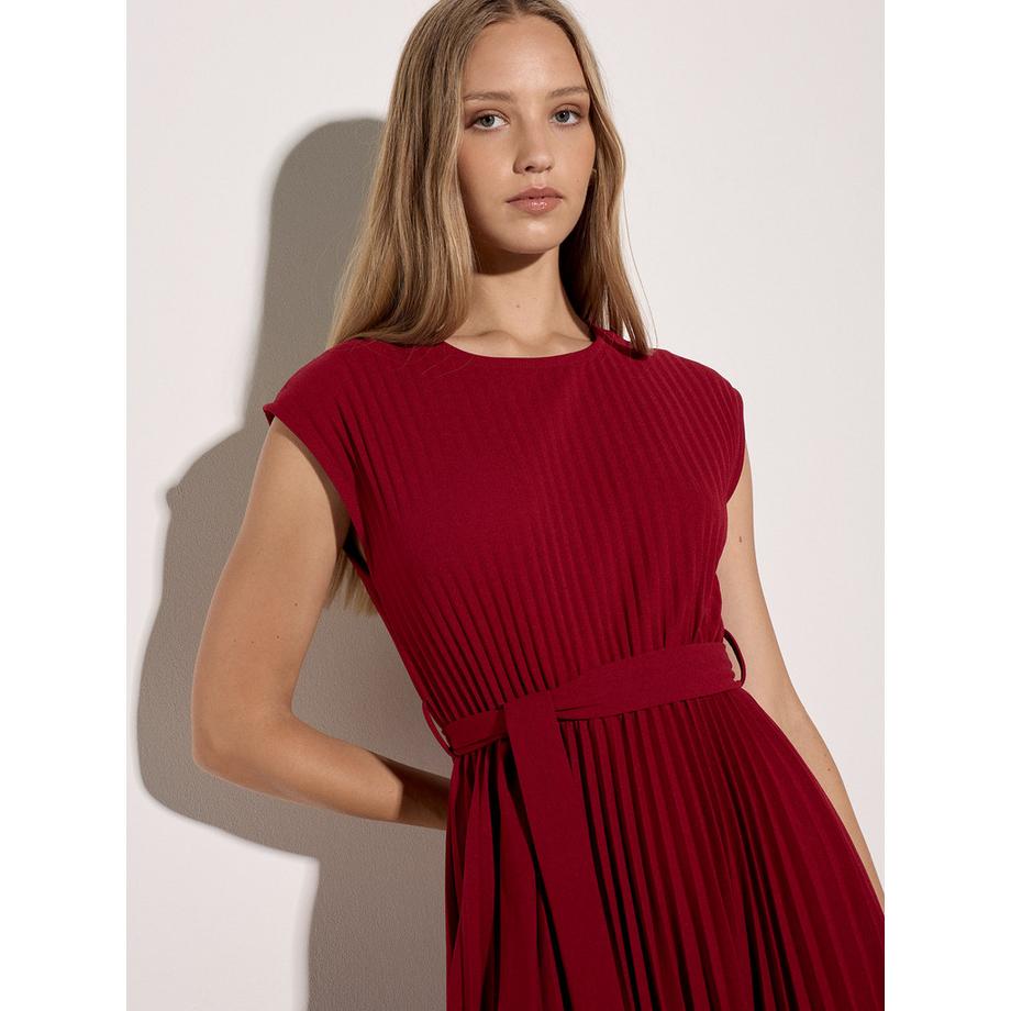 APRICOT Robe midi en crêpe plissée avec ceinture  