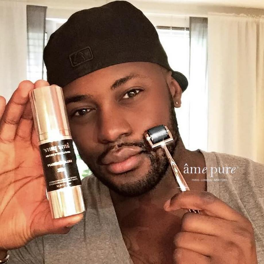 âme pure  CIT Face GENTLEMEN KIT - Traitement Derma Roller pour hommes : gel de collagène pour le visage + microneedling Derma Roller avec aiguilles microfines + spray assainissant 