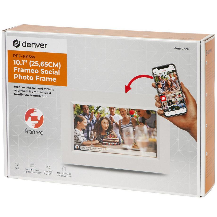 DENVER  PFF-1015W 10,1" Smart-Fotorahmen mit FRAMEO-Software Weiß 