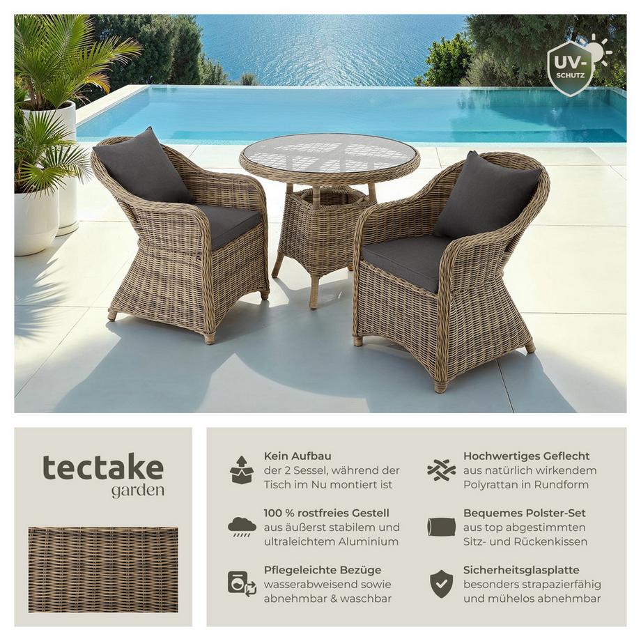 Tectake Salon de jardin ZÜRICH avec cadre en aluminium  