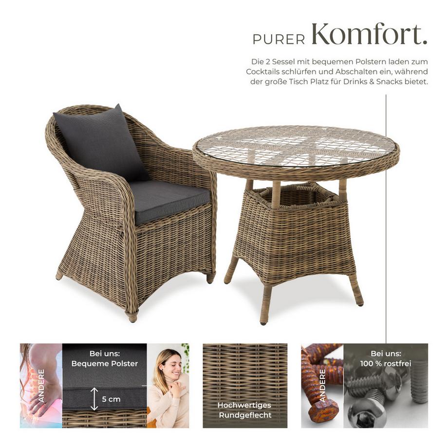 Tectake Salon de jardin ZÜRICH avec cadre en aluminium  