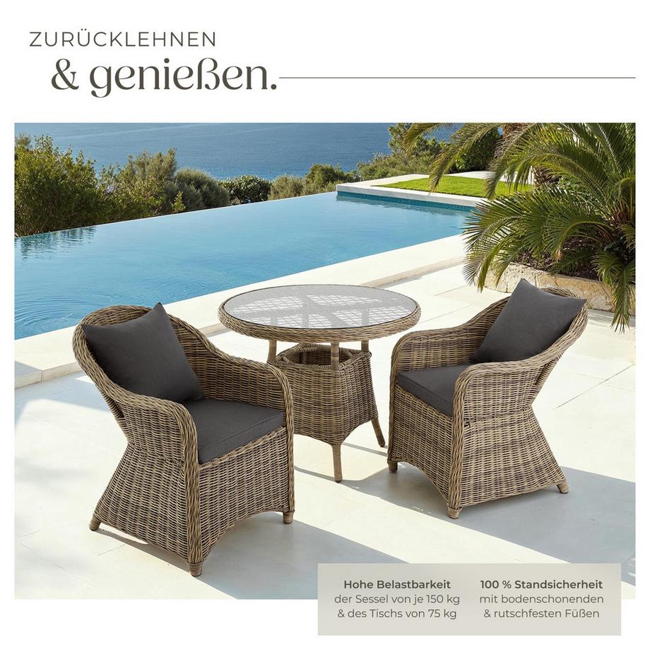 Tectake Salon de jardin ZÜRICH avec cadre en aluminium  