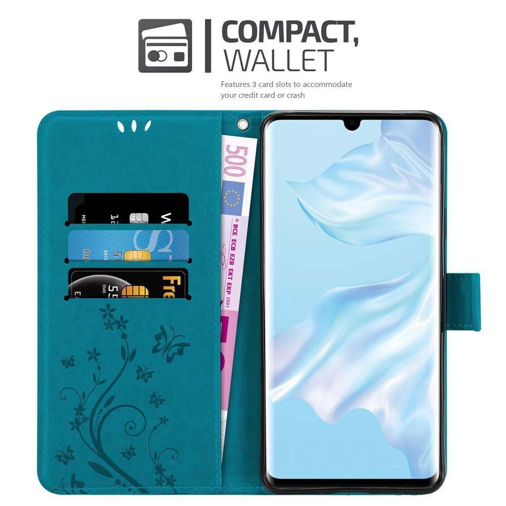 Cadorabo  Housse compatible avec Huawei P30 PRO - Coque de protection au design floral avec fermeture magnétique, fonction de support et emplacements pour cartes 