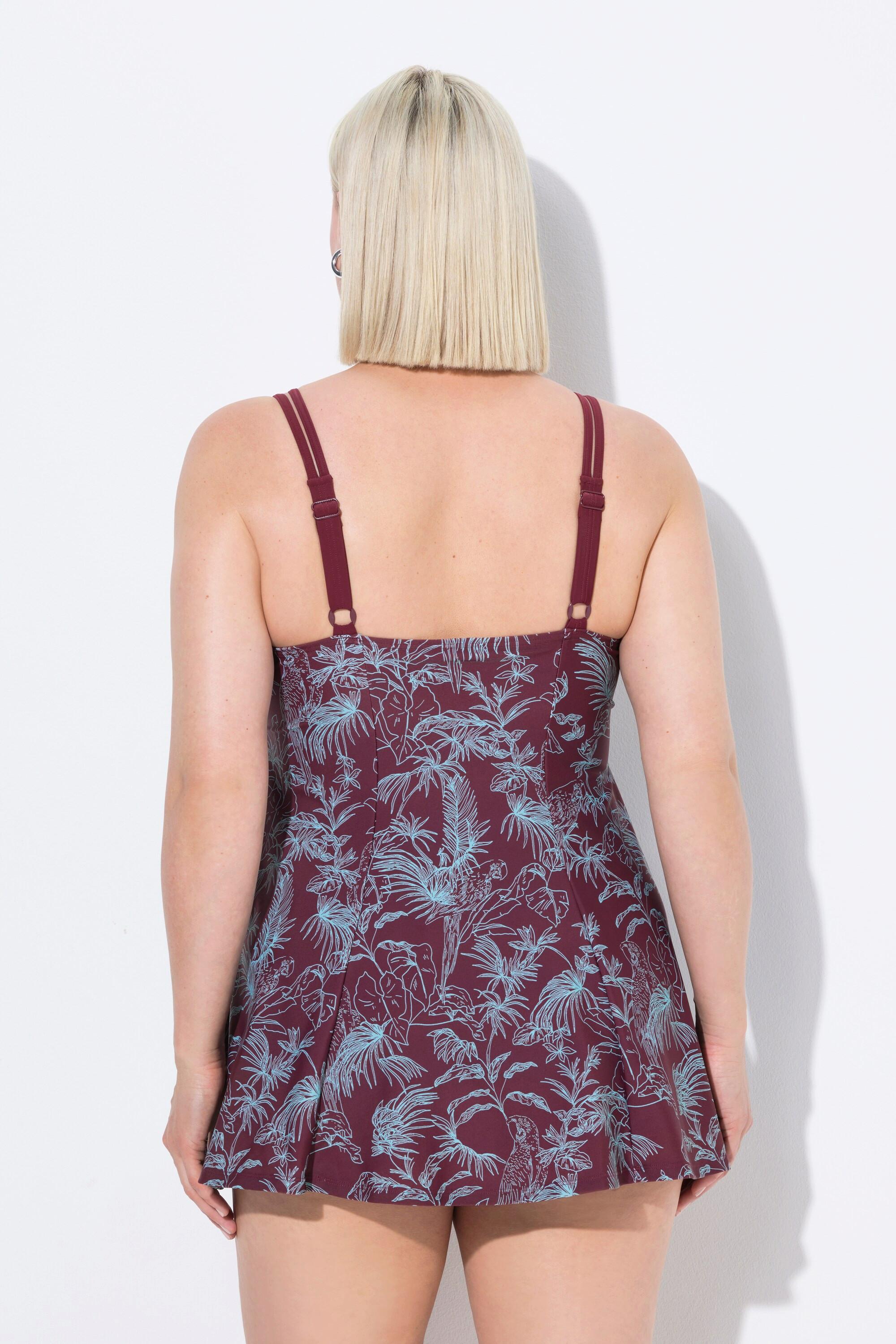 Ulla Popken Abito da Bagno Stampa Jungle Coppe Morbide Ferretto  