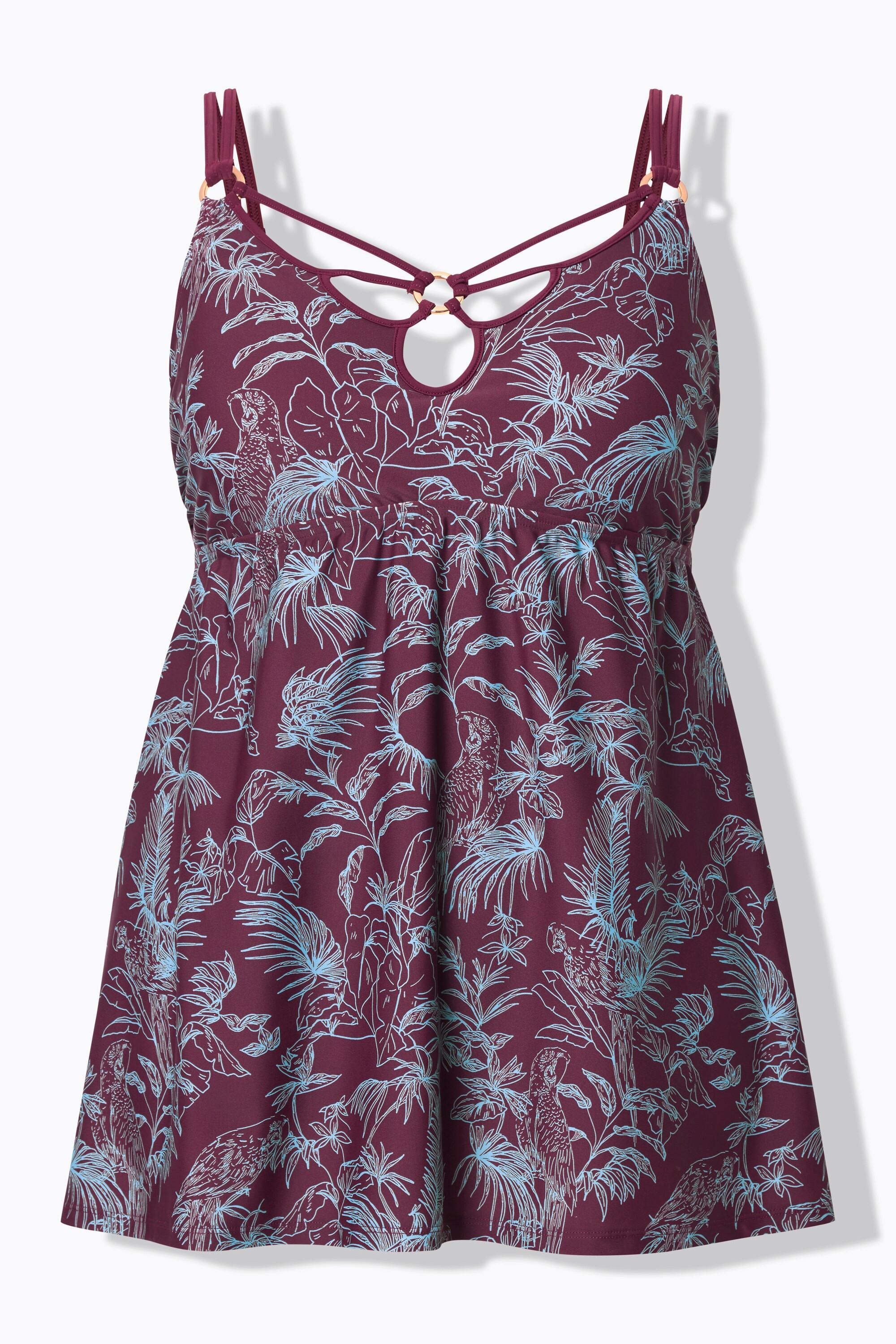 Ulla Popken Abito da Bagno Stampa Jungle Coppe Morbide Ferretto  