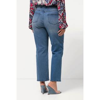 Ulla Popken  Jeans modello Mandy con effetto patchwork, cuciture decorative e taglio della gamba ampio 